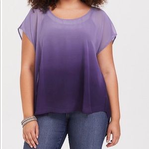 Torrid Purple Sheer Ombre Chiffon Blouse